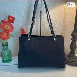 Salvador Ferragamo Shoulder Bag- Black w/ Silver Hardware